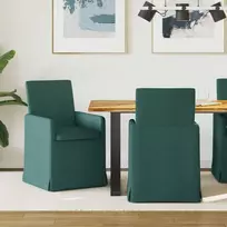 Valgomojo kėdės 2 pcs Tamsiai žalia 57 x 67 x 95 cm audinys