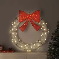 Vainikas su 80 LED Šilta balta 90 x 90 x 9 cm Ratanas