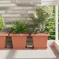 Kvadratinis gėlių padėklas 6 pcs Raudona plyta Plastmasė