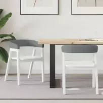 Valgomojo kėdės 2 pcs Balta 54 x 57 x 73 cm Kietas gumos medis