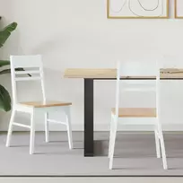 Valgomojo kėdės 2 pcs Balta 43 x 54 x 89 cm Kietas gumos medis