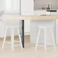Valgomojo kėdės 2 pcs Balta 46 x 37 x 63 cm Kietas gumos medis
