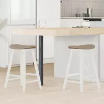 Valgomojo kėdės 2 pcs Balta 46 x 37 x 63 cm Kietas gumos medis