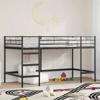 Vaikų Lofto Lovos Rėmas Juoda 90 x 200 cm Plienas