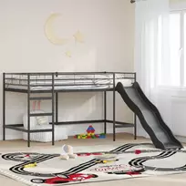 Vaikiška dvigulis lovos rėmas su slidėmis Juoda ir Antracitas