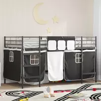 Vaikų palėpės lovos rėmas su užuolaidomis Juoda 90 x 200 cm