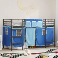 Vaikų palėpės lovos rėmas su užuolaidomis Juoda ir mėlyna
