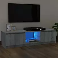TV spintelė su LED apšvietimu, pilka ąžuolo, 120x30x36cm