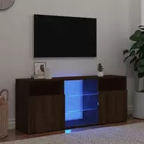 Televizoriaus spintelė su LED, ruda ąžuolo, 120x30x50cm