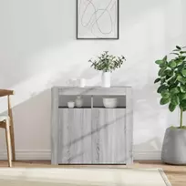 Šoninė spintelė su LED apšvietimu, pilka ąžuolo, 80x35x75cm