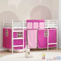 Vaikų palėpės lovos rėmas su užuolaidomis Balta ir rožinė
