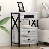 Šalia lovos spintelė 2 pcs Pilkas Sonoma 40 x 31 x 60 cm