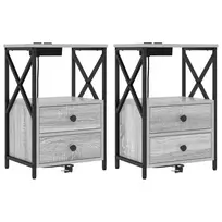 Šalia lovos spintelė 2 pcs Pilkas Sonoma 40 x 31 x 60 cm
