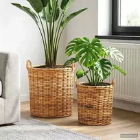 Gėlių krepšys su saugykla 2 pcs Ruda Lacak rotangas