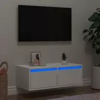 Televizoriaus spintelė su LED apšvietimu, balta, 75x35,5x25 cm