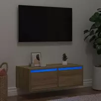 Televizoriaus spintelė su LED apšvietimu, ąžuolo, 75x35,5x25 cm