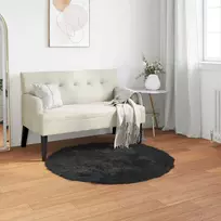 Dirbtinio avių kailio kilimas TAFALLA Juoda Ø 80 cm Poliesteris