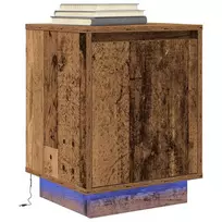 Spintelė prie lovos su LED lemputėmis Old Wood 38x34x50 cm