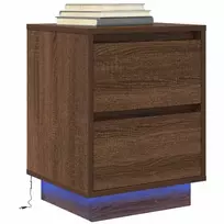 Spintelė prie lovos su LED lemputėmis Rudas ąžuolas 38x34x50 cm
