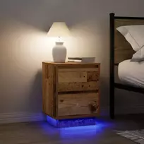 naktinės spintelės su LED lemputėmis 2 vnt Senos medienos