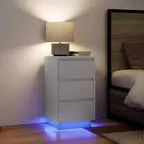 Spintelė prie lovos su LED lemputėmis Balta 38x34x65 cm