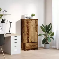 Spintelė su 2 stalčiais, sena mediena 55,5x34x119,5 cm, mediena