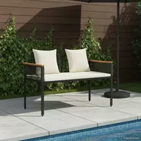 Lauko suolas Juoda ir kreminė balta 117 x 54 x 74.5 cm
