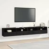 TV sieninė spintelė 2 pcs juoda ąžuolo 100 x 30 x 30 cm