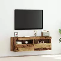 TV sieninė spintelė su LED 2 pcs Sena mediena 60 x 30 x 40 cm