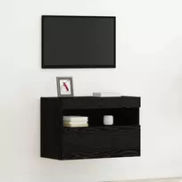 TV sieninė spintelė su LED juoda ąžuolo 60 x 30 x 40 cm