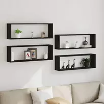 Sieninės lentynos 4 pcs Juodas ąžuolas 80 x 15 x 26 cm