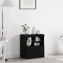 LED Bufetas Juoda 60,5 x 37 x 67 cm Apdirbta mediena