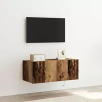 TV sieninė spintelė su LED Senas medis 80 x 35 x 31 cm