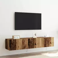 TV sieninė spintelė su LED 2 pcs Senas medis 80 x 35 x 31 cm
