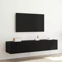 TV sieninė spintelė su LED 2 pcs Juodas ąžuolas 80 x 35 x 31 cm
