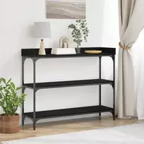 Konsolinis stalas su lentyna juoda ąžuolo 100 x 30 x 80 cm