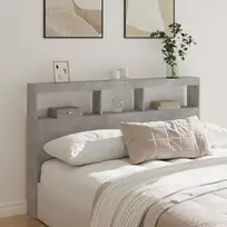 Galvūgalis-spintelė su LED, betono pilkos spalvos, 160x17x102cm