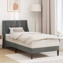 Lovos rėmas su galvūgalio Tamsiai pilka 90 x 200 cm Aksomas