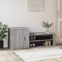 Spintelė batams, pilka ąžuolo, 130x35x54cm, apdirbta mediena
