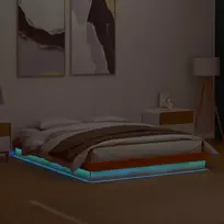 LED lovos rėmas, vaško rudas, 160x200cm, pušies masyvas