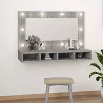 Veidrodinė spintelė su LED, pilka ąžuolo, 90x31,5x62 cm