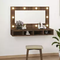Veidrodinė spintelė su LED, ruda ąžuolo, 90x31,5x62 cm