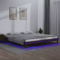 Lovos rėmas su LED, medaus rudas, 160x200cm, medienos masyvas