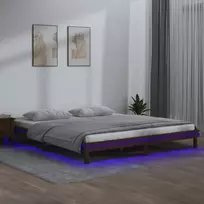 Lovos rėmas su LED, medaus rudas, 140x190cm, medienos masyvas