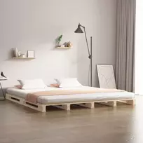 Lova iš palečių, 135x190cm, pušies medienos masyvas, dvivietė