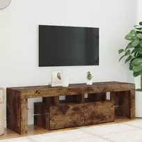 Televizoriaus spintelė su LED, dūminio ąžuolo, 140x36,5x40cm