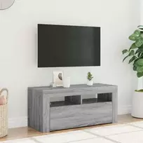 TV spintelė su LED apšvietimu, pilka ąžuolo, 90x35x40cm