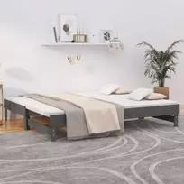 Ištraukiama lova, pilka, 2x(90x200)cm, pušies medienos masyvas