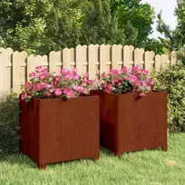 Loveliai su kojelėm, 2vnt., rūdžių, 40x40x40cm, Corten plienas