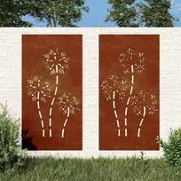 Sodo sienos dekoracija, 2 dalių, 105x55cm, corten plienas